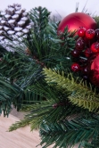 180cm Decorated Mixed Pine Garland with Red Baubles