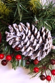 50cm Decorated Mixed Pine Wreath with Red Baubles