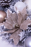 50cm Decorated Silver Mixed Pine Wreath with Rose Gold Poinsettia