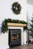 180cm Decorated Mixed Pine Garland with Red Baubles