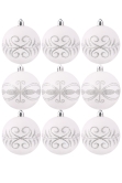 10cm Hand Painted Shatterproof Bauble Design 7 (9 Pack)