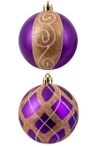 Hand Painted Shatterproof Bauble Design 10 (9-12 Pack)