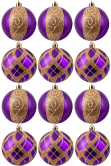 Hand Painted Shatterproof Bauble Design 10 (9-12 Pack)