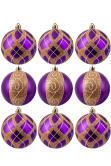 10cm Hand Painted Shatterproof Bauble Design 10 (9 Pack)