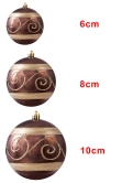10cm Hand Painted Shatterproof Bauble Design 25 (9 Pack)