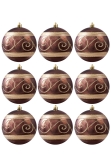 10cm Hand Painted Shatterproof Bauble Design 25 (9 Pack)