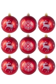 10cm Hand Painted Shatterproof Bauble Design 9 (9 Pack)