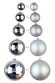 20cm Silver Bauble Set Shiny/Matte (12 pc)