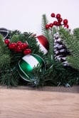 180cm Decorated Mixed Pine Garland with Red Green & Black Baubles