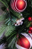 180cm Decorated Mixed Pine Garland with Red Green & Black Baubles