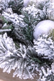 180cm Frosted Decorated Mixed Pine Garland with White Baubles