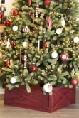 Red Wooden Christmas Tree Skirt (Fits 6ft-8ft trees)