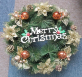 40cm Merry Christmas Decorated Wreath Design 2
