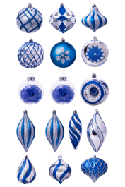 The Blue & Silver Baubles 16pc Feature Set | Christmas Tree Decorations