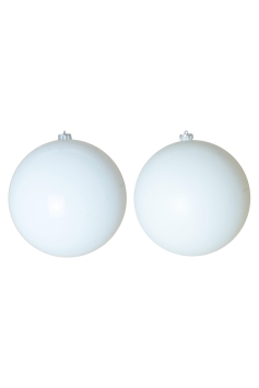 20cm White Bauble Set Shiny/Matt (12 pc)