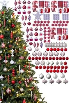 The 212pc Red & Silver Full Heavy Coverage Bauble Set (8ft trees)