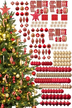 The 288pc Red & Gold Full Heavy Coverage Bauble Set (9ft trees)