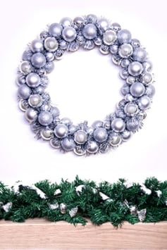 56cm Silver Shatterproof Bauble Wreath