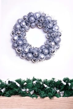 33cm Silver Shatterproof Bauble Wreath