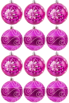 Hand Painted Shatterproof Bauble Design 2 (12 Pack)