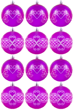 Hand Painted Shatterproof Bauble Design 1 (12 Pack)