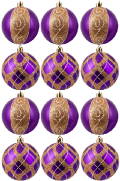 Hand Painted Shatterproof Bauble Design 10 (9-12 Pack)