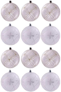 Hand Painted Shatterproof Bauble Design 16 (9-12 Pack)