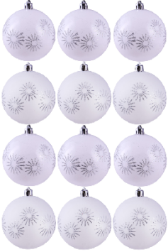 Hand Painted Shatterproof Bauble Design 18 (12 Pack)