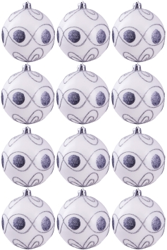 Hand Painted Shatterproof Bauble Design 20 (12 Pack)