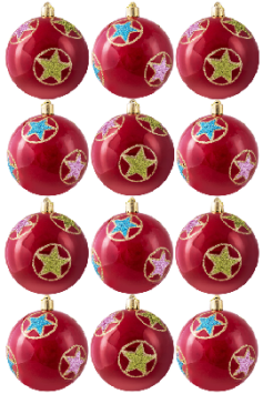 Hand Painted Shatterproof Bauble Design 29 (12 Pack)