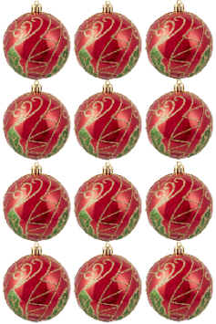 Hand Painted Shatterproof Bauble Design 31 (12 Pack)