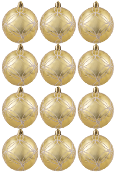Hand Painted Shatterproof Bauble Design 35 (12 Pack)
