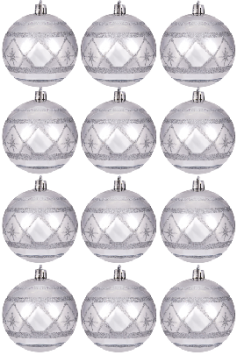 Hand Painted Shatterproof Bauble Design 37 (12 Pack)