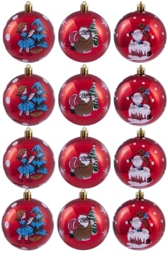 Hand Painted Shatterproof Bauble Design 41 (12 Pack)