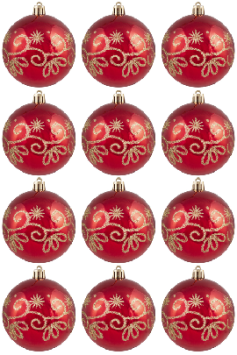 Hand Painted Shatterproof Bauble Design 43 (12 Pack)
