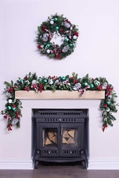 180cm Decorated Mixed Pine Garland with Tartan Bows