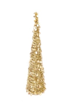 The 6ft Slim Gold Tinsel Pop Up Christmas Tree