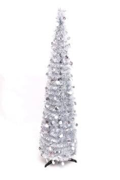 The Slim Silver Tinsel Pop Up Christmas Tree