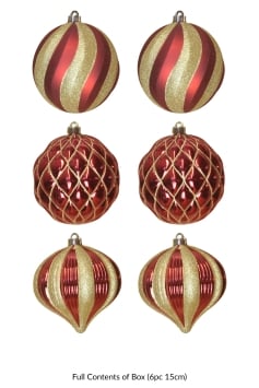 The Red & Gold 15cm Large Feature Bauble 6pc Set