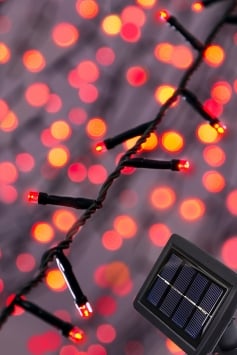 200 LED Solar Powered String Lights - Red