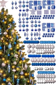 The 288pc Blue & Silver Full Heavy Coverage Bauble Set (9ft trees)