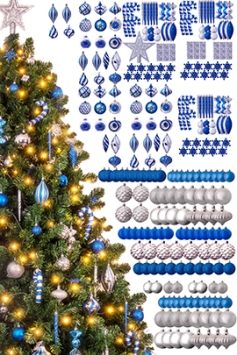 The 288pc Blue & Silver Full Heavy Coverage Bauble Set (9ft trees)