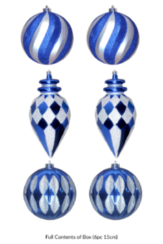 The Blue & Silver Bauble 6pc Large Feature Set