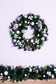 50cm Decorated Mixed Pine Wreath with Baubles Berries & Bows