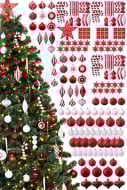 The 212pc Red & White Full Heavy Coverage Bauble Set (8ft trees)
