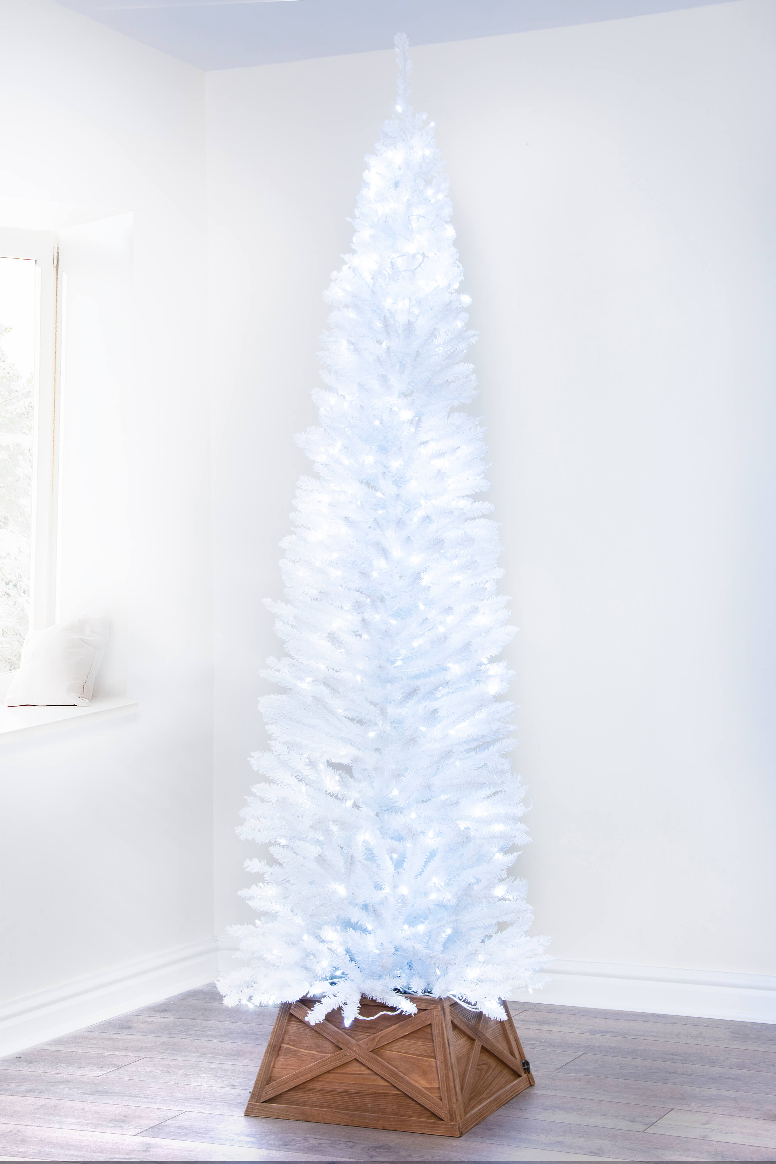 White slim christmas shop trees