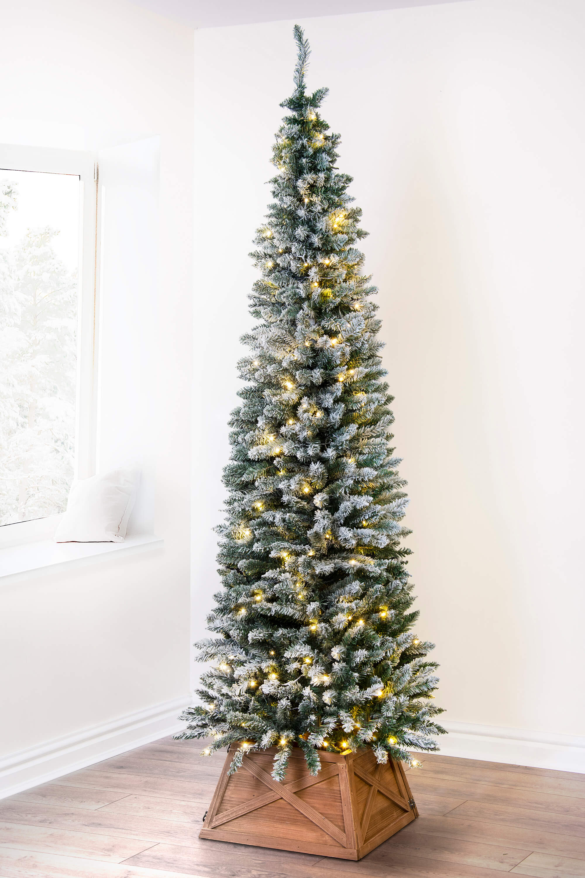 Slim frosted christmas tree pre sale lit