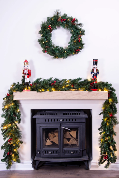 Pre lit shop christmas garland