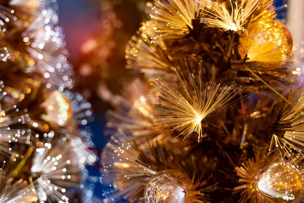 Close up of a fibre optic Christmas tree