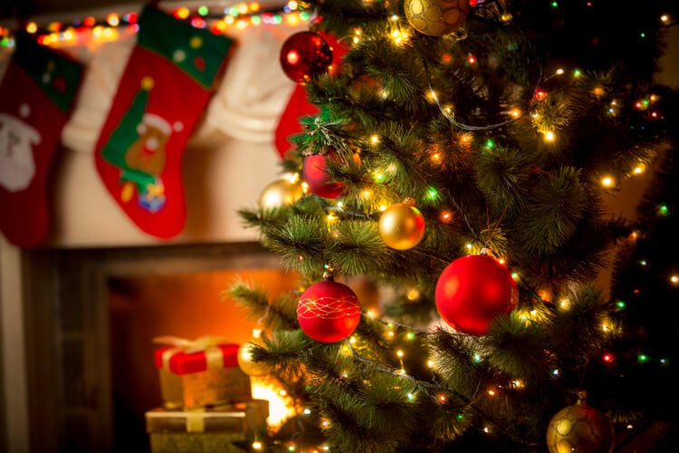 Christmas tree decorated with LED lights